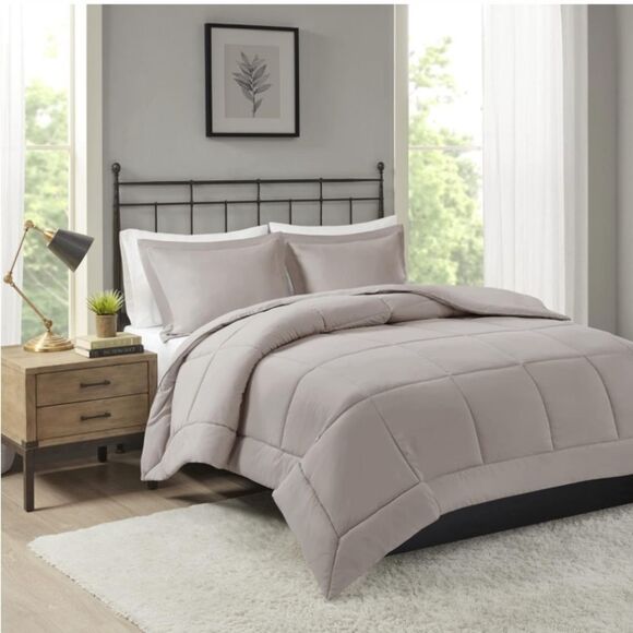 Madison Park Sarasota All Season Microcell Down Alternative Comforter Set, Taupe - Picture 1 of 7